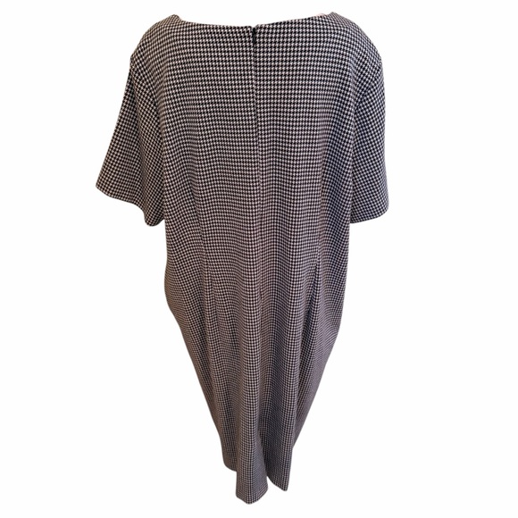 Talbots Black/White Houndstooth Double Knit Short Sleeve Shift Dress 22W - Picture 6 of 8